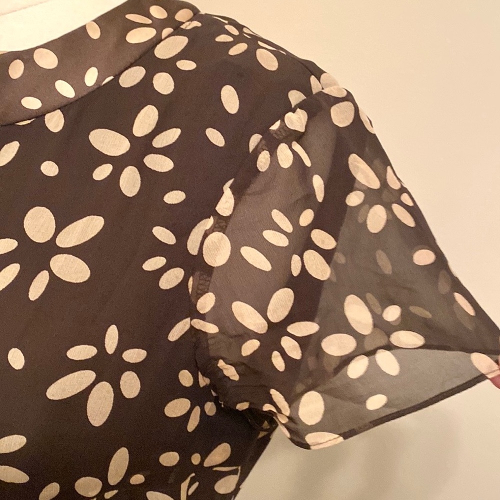 Talbots Petites Pure Silk Brown Tan Floral 8P Classic Chic Quiet Luxury Dress - Picture 6 of 13